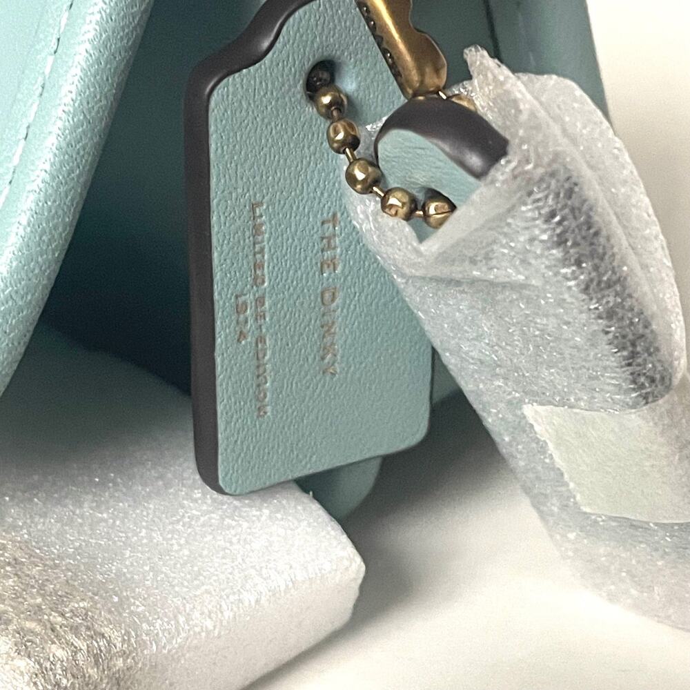 Coach Mini Dinky 14 Crossbody Bag Light Blue Leather Gold Chain CZ108 - Picture 9 of 12